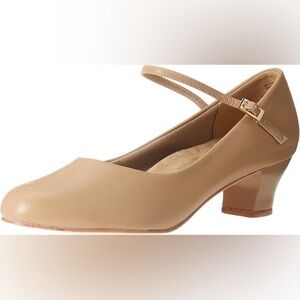 Capezio Tan Leather Cassie Jr. Character Ballroom Latin Dance Heels EUC Size 8.5